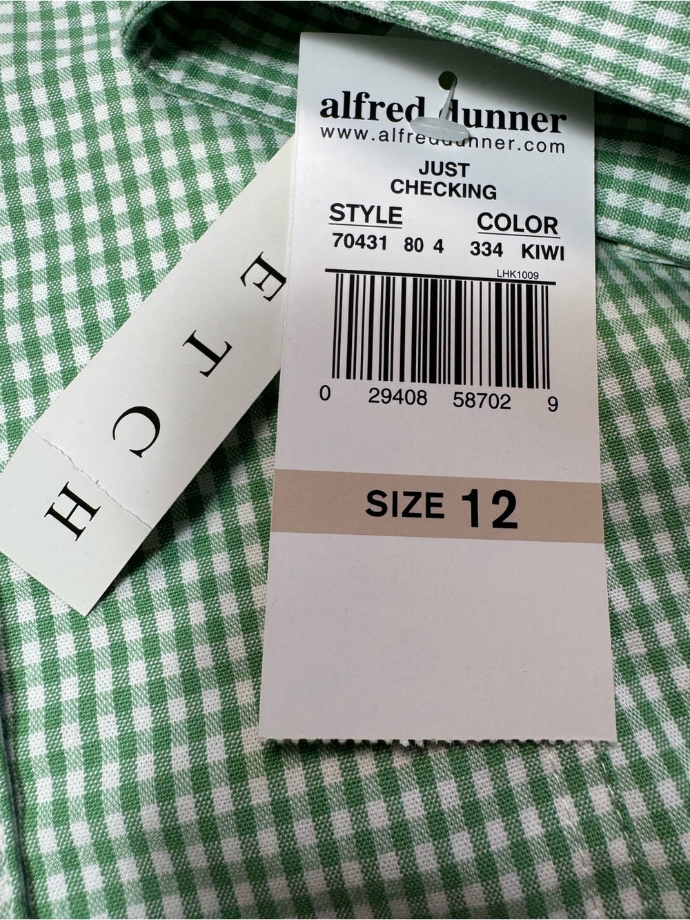 NWT New Alfred Dunner Kiwi Green Just Checking Cotton Jacket Size 12 - Picture 8 of 12
